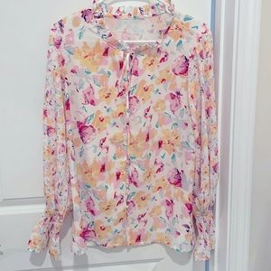 Floral Button Front Long Sleeve